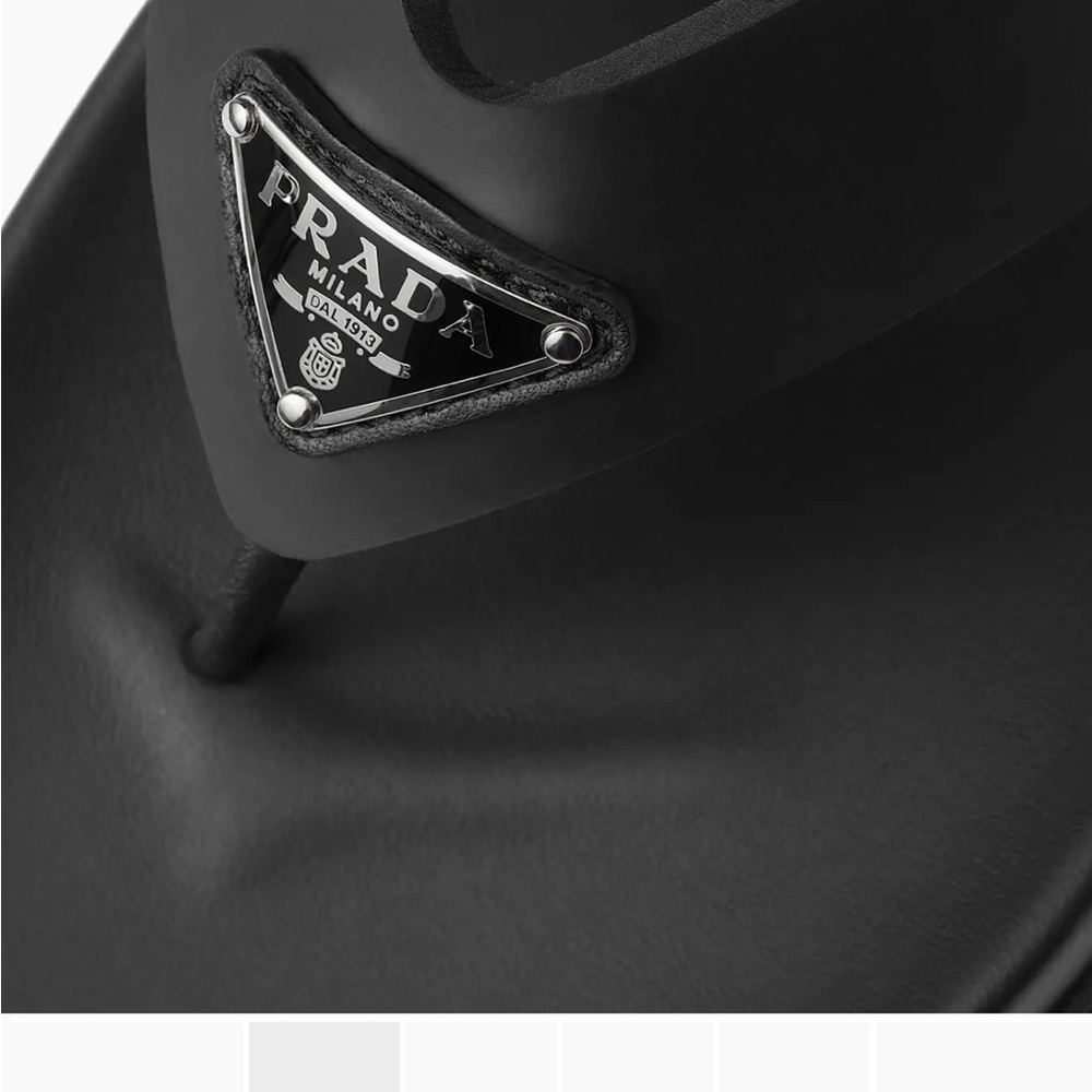Prada Black Logo Triangle Rubber Thong Sandals - Picture 6 of 10